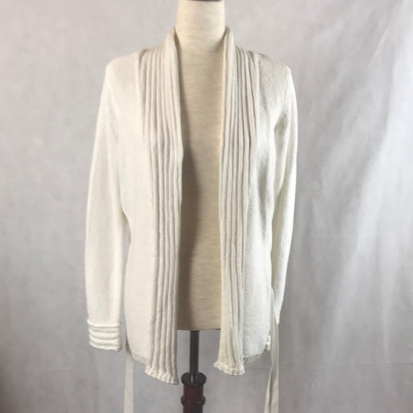 NWOT White + Warren Open Front Cardigan with Long Sleeves and Removable Tie Belt - Picture 9 of 10